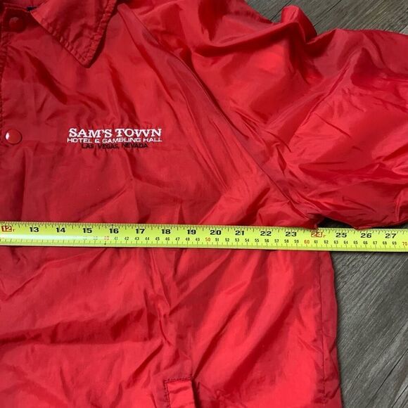 Vintage VTG 90s 80s Poker Windbreaker Bomber Jacket Coat Red L - Picture 6 of 8